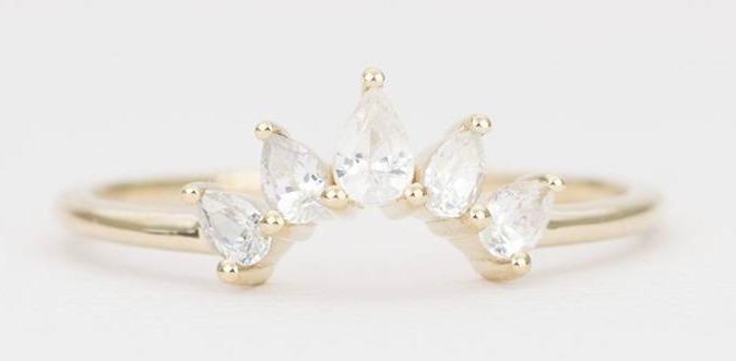 Aurora Designer - Pear Shape White Sapphire Curved Crown