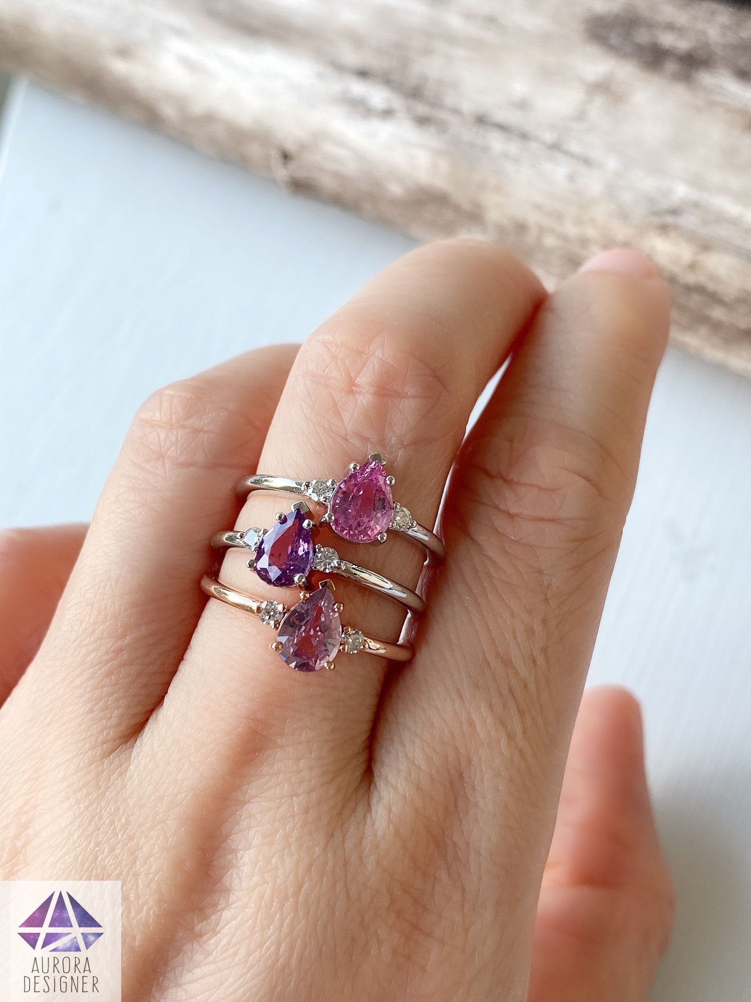 Soft Mosaic Ring with Pink & Orange Sapphire