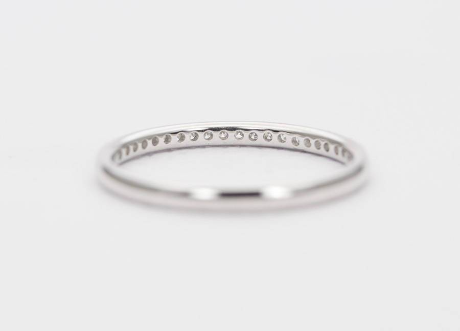 Platinum Diamond Ring PT950 Hand Milgrain Bead Setting Unique Wedding Band Half Eternity AD1281P