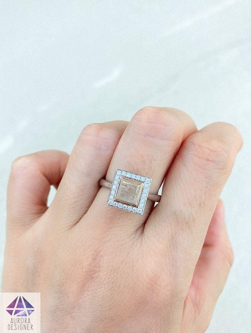 Princess cut shop champagne diamond ring