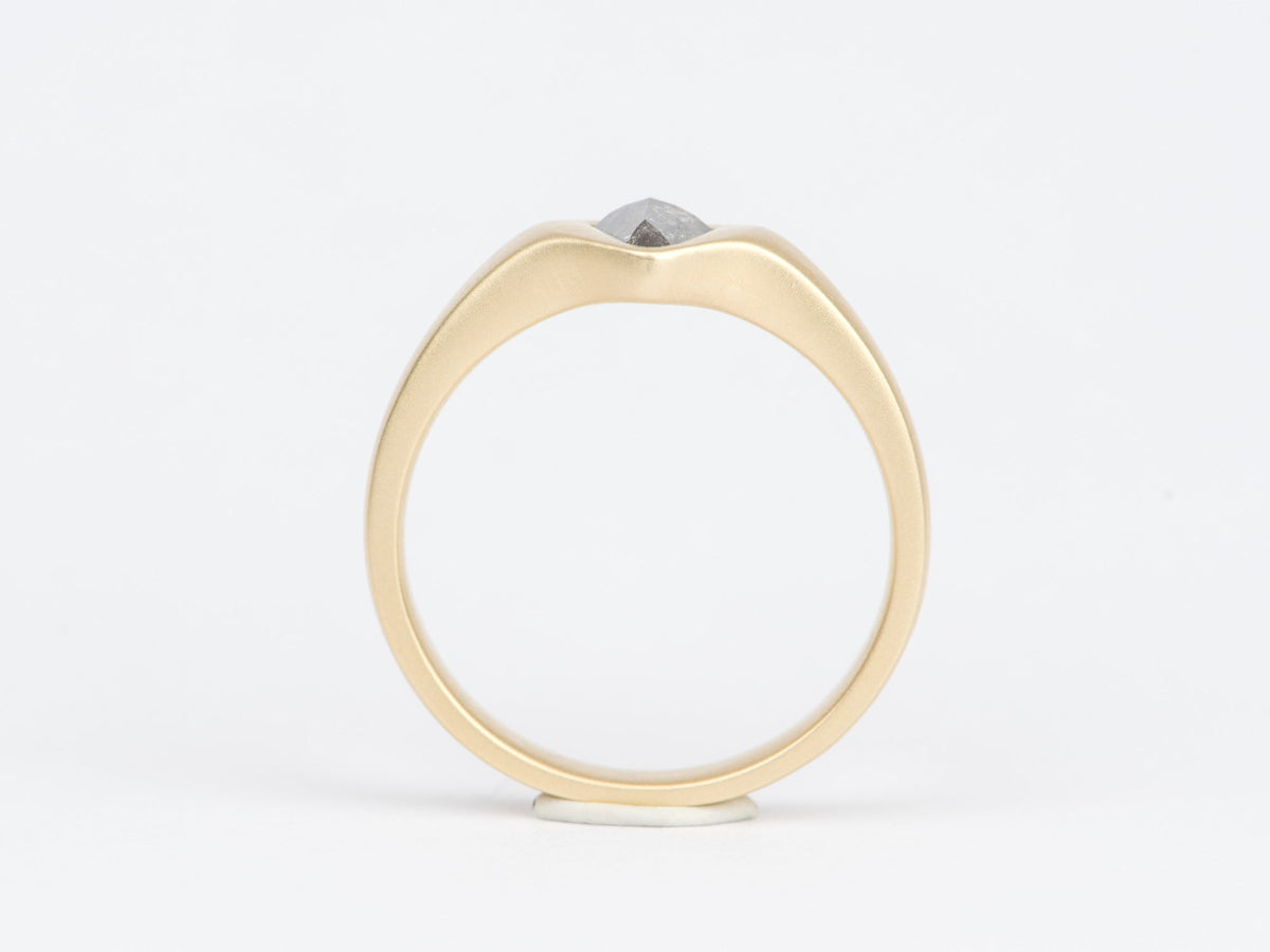 Shield Shape Salt and Pepper Diamond Heavy Signet Ring 14K Gold R6417 Aurora Designer