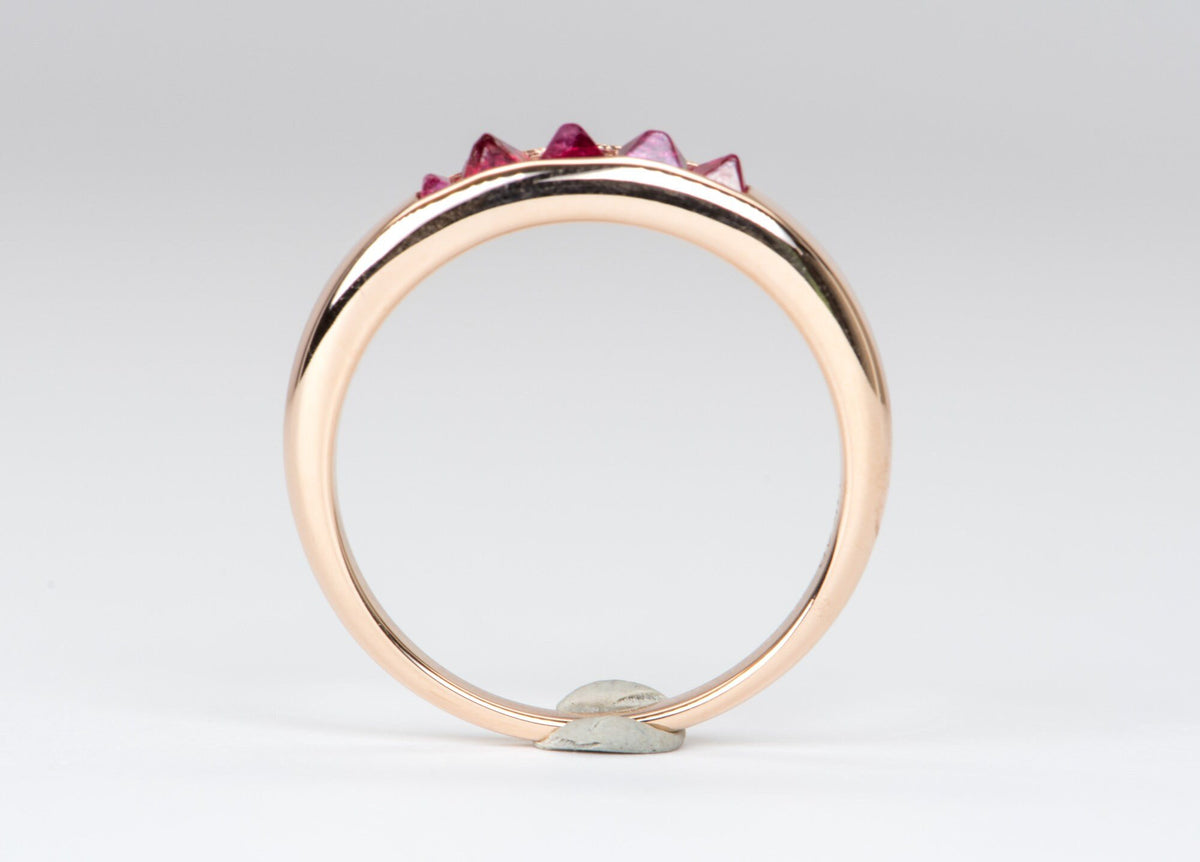Raw Natural Octahedral Spinel Crystal Channel Set Wedding Band 14K Rose Gold R6059