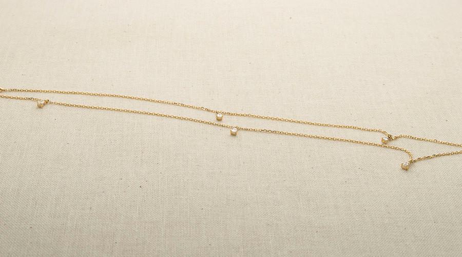Ready to ship! Five Teardrop Diamond Pendant on 18K Gold Chain Necklace Pendants AD1224
