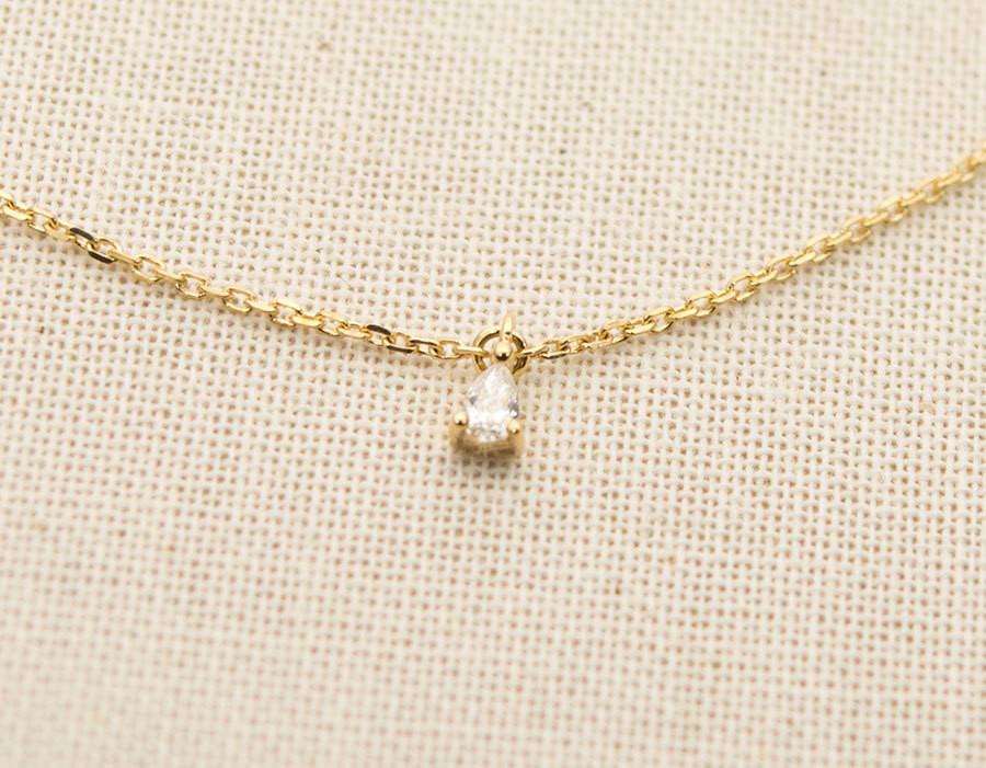 Ready to ship! Five Teardrop Diamond Pendant on 18K Gold Chain Necklace Pendants AD1224
