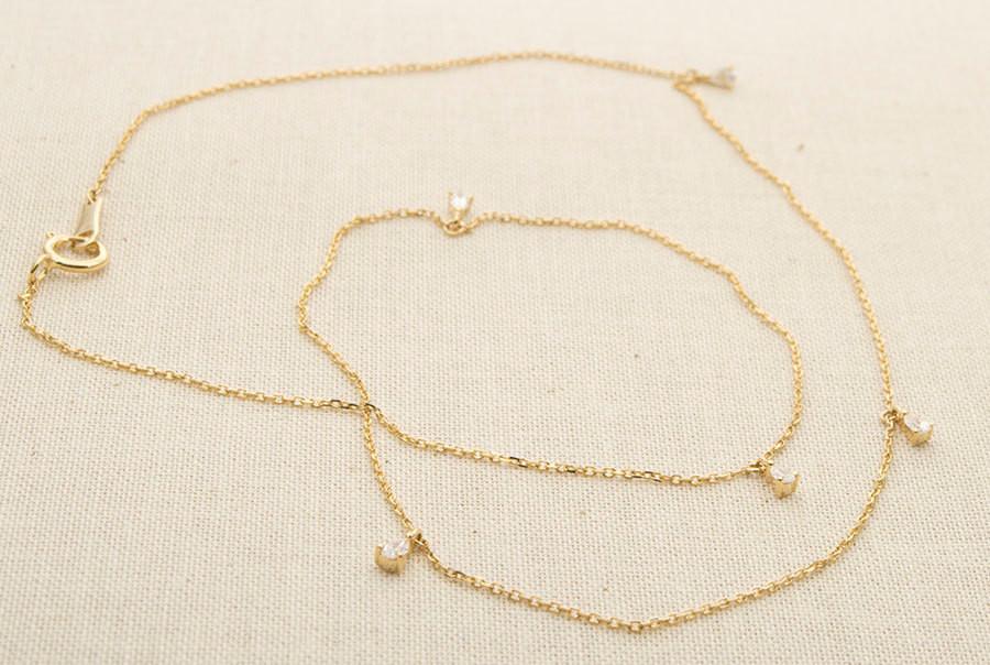 Ready to ship! Five Teardrop Diamond Pendant on 18K Gold Chain Necklace Pendants AD1224