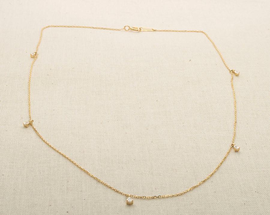 Ready to ship! Five Teardrop Diamond Pendant on 18K Gold Chain Necklace Pendants AD1224