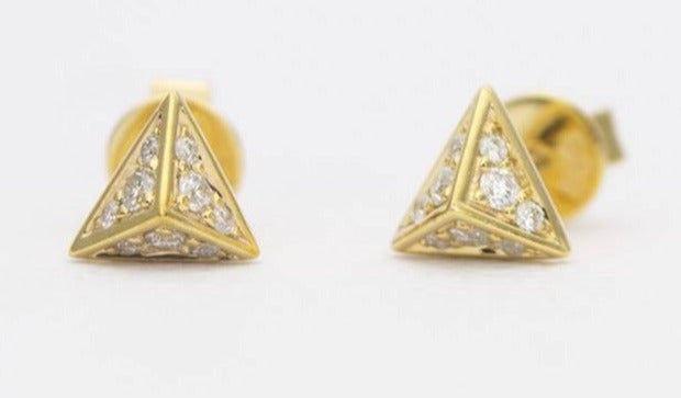 9ct Gold Pyramid Stud Earrings  Tower Jewellers