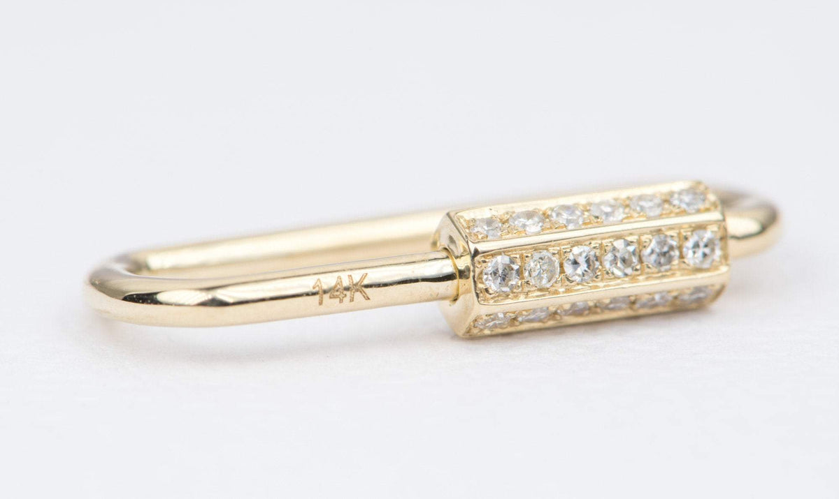 Rectangle Oval Carabiner Diamond Pave Pendant Enhancer 14K Gold Necklace Charm Bail Chain AD2185D