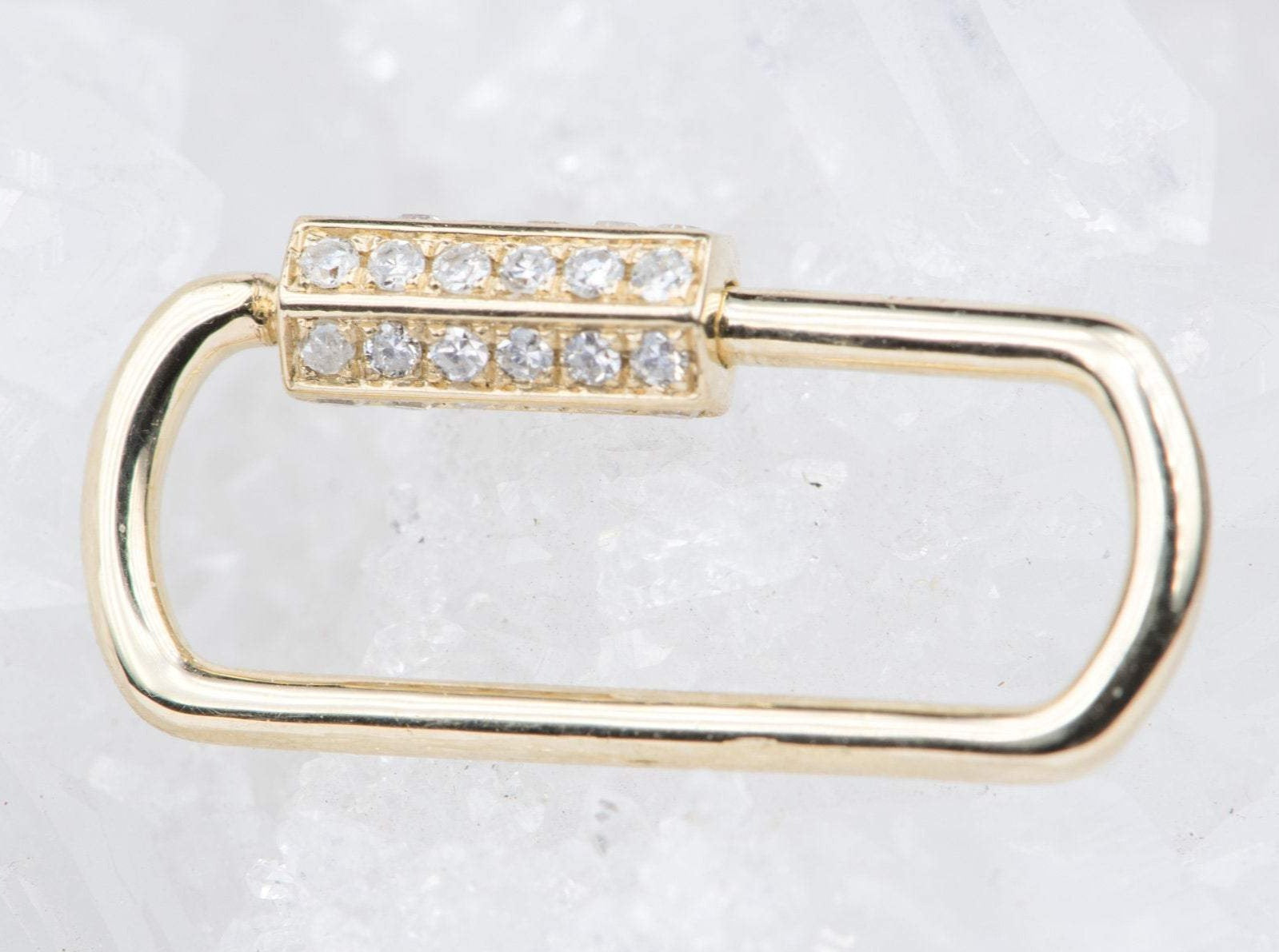 14k Gold Diamond Carabiner Lock Pendant : Handmade Products 