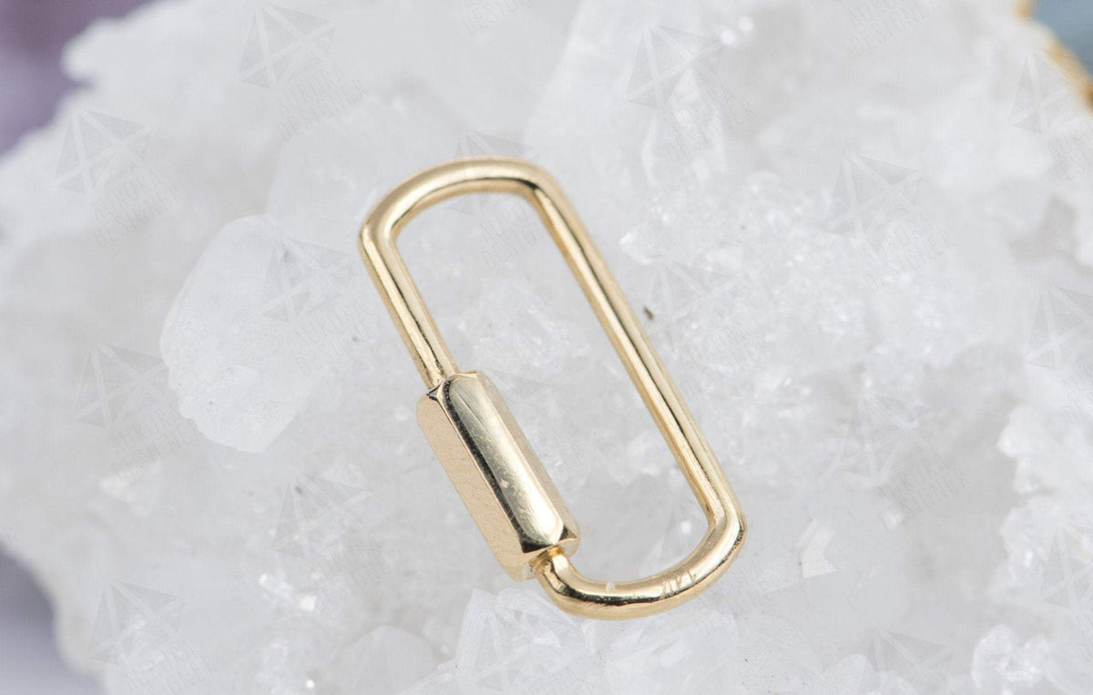 Rectangle Oval Carabiner Pendant Enhancer 14K Gold Necklace Charm Bail Chain Neck Mess Screw AD2185