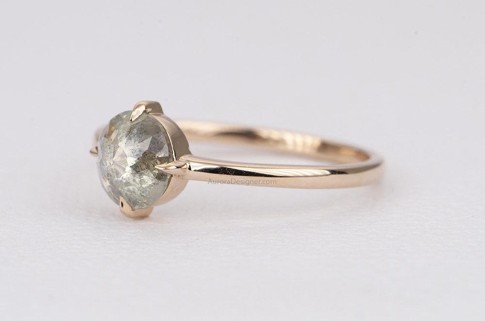 Ring Style - 4-Prong Solitaire Low Profile Setting for Rosecut Center Stone, "Compass" Prongs AD1596C