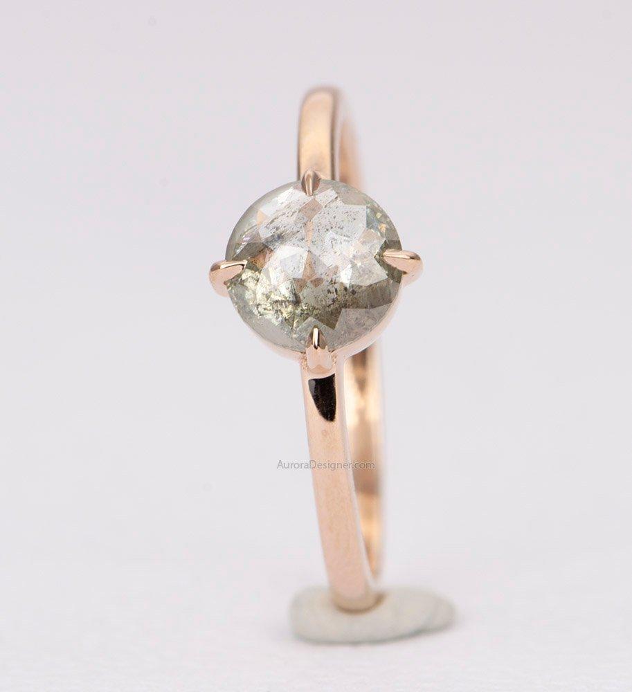 Ring Style - 4-Prong Solitaire Low Profile Setting for Rosecut Center Stone, "Compass" Prongs AD1596C