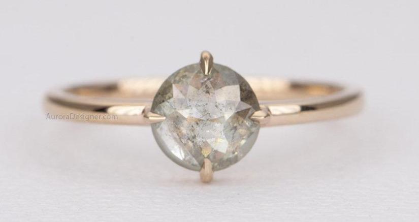 Ring Style - 4-Prong Solitaire Low Profile Setting for Rosecut Center Stone, "Compass" Prongs AD1596C