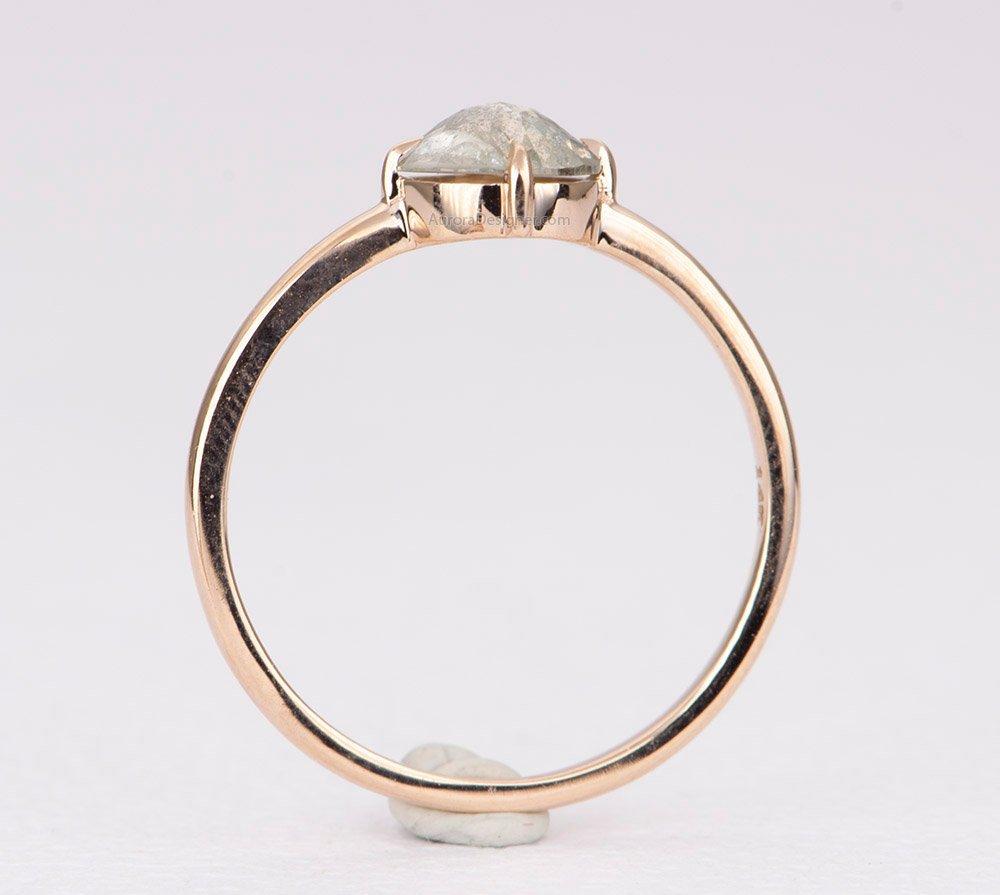 Ring Style - 4-Prong Solitaire Low Profile Setting for Rosecut Center Stone, "Compass" Prongs AD1596C