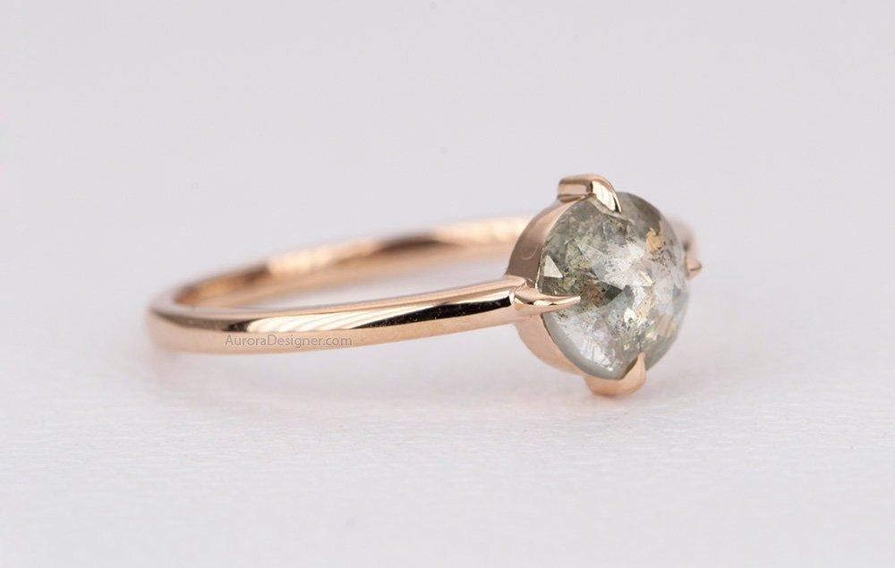 Ring Style - 4-Prong Solitaire Low Profile Setting for Rosecut Center Stone, "Compass" Prongs AD1596C