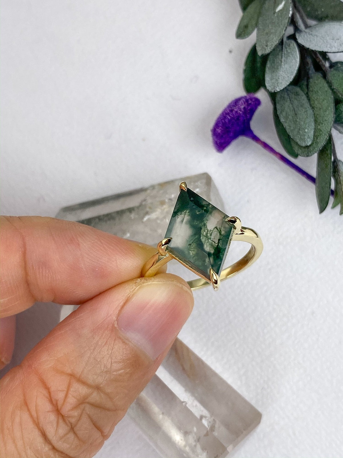 Ring Style - Prong Set Low Profile Setting for Rose Cut Center Stone AD1686C