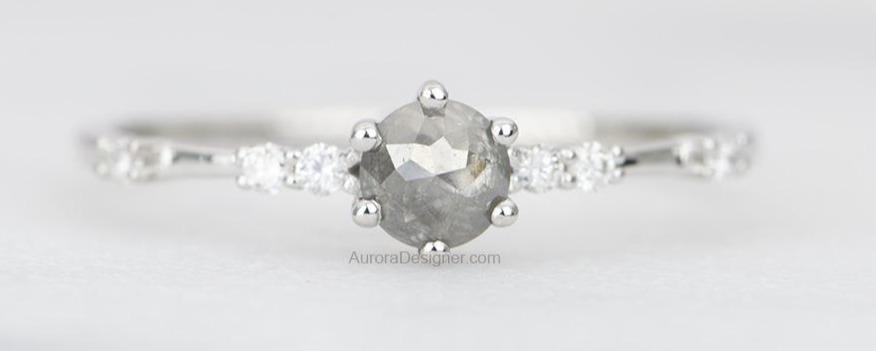 Ring Style - Scattered Diamond Shank Setting for Regular Cut or Rose Cut Center Stone AD1377C