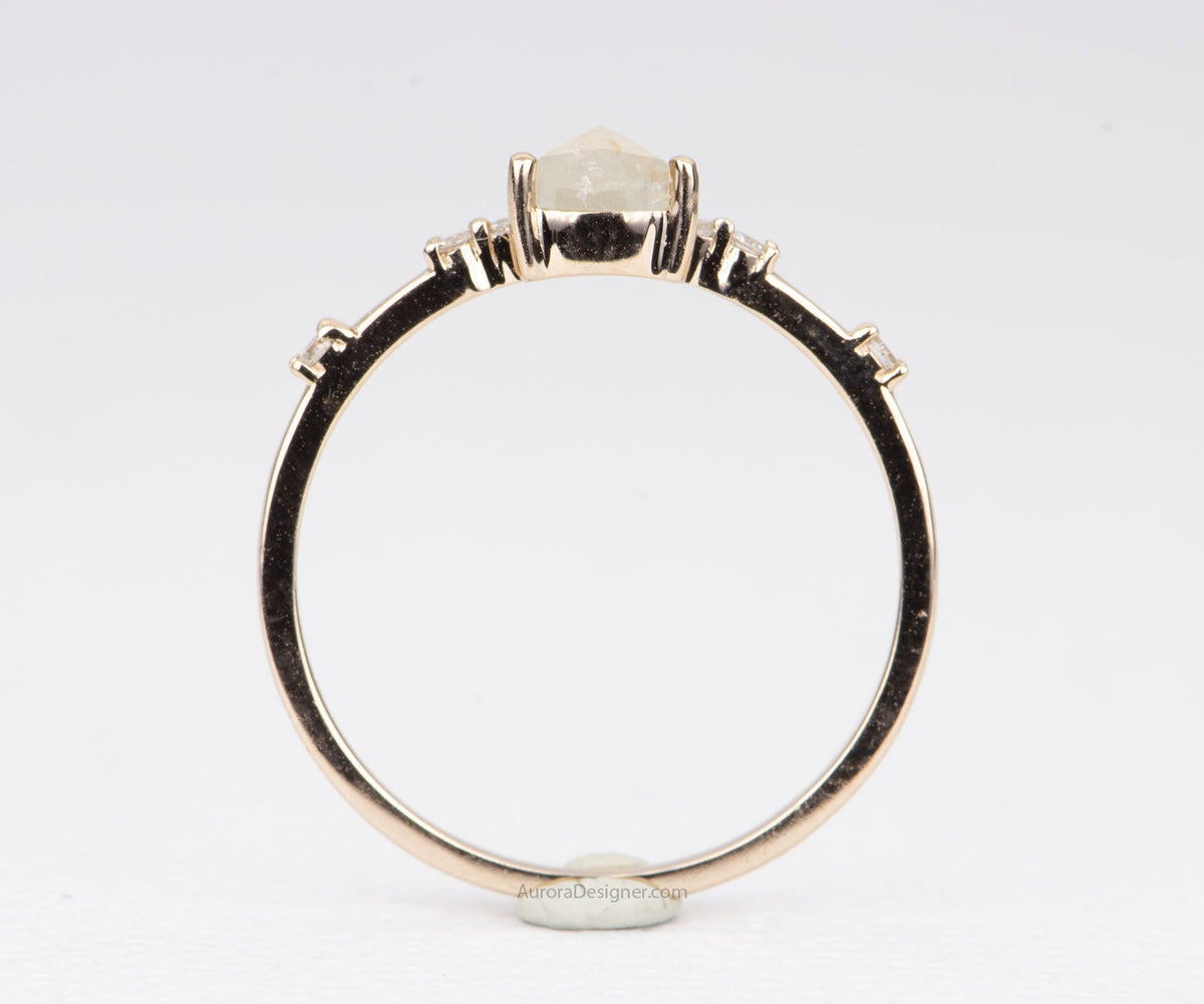 Ring Style - Scattered Diamond Shank Setting for Regular Cut or Rose Cut Center Stone AD1377C