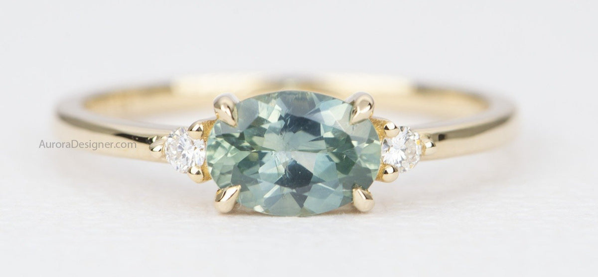 Ring Style - Three-Stone Ring Setting for Regular Cut or Rose Cut Center Stone, AD1801C