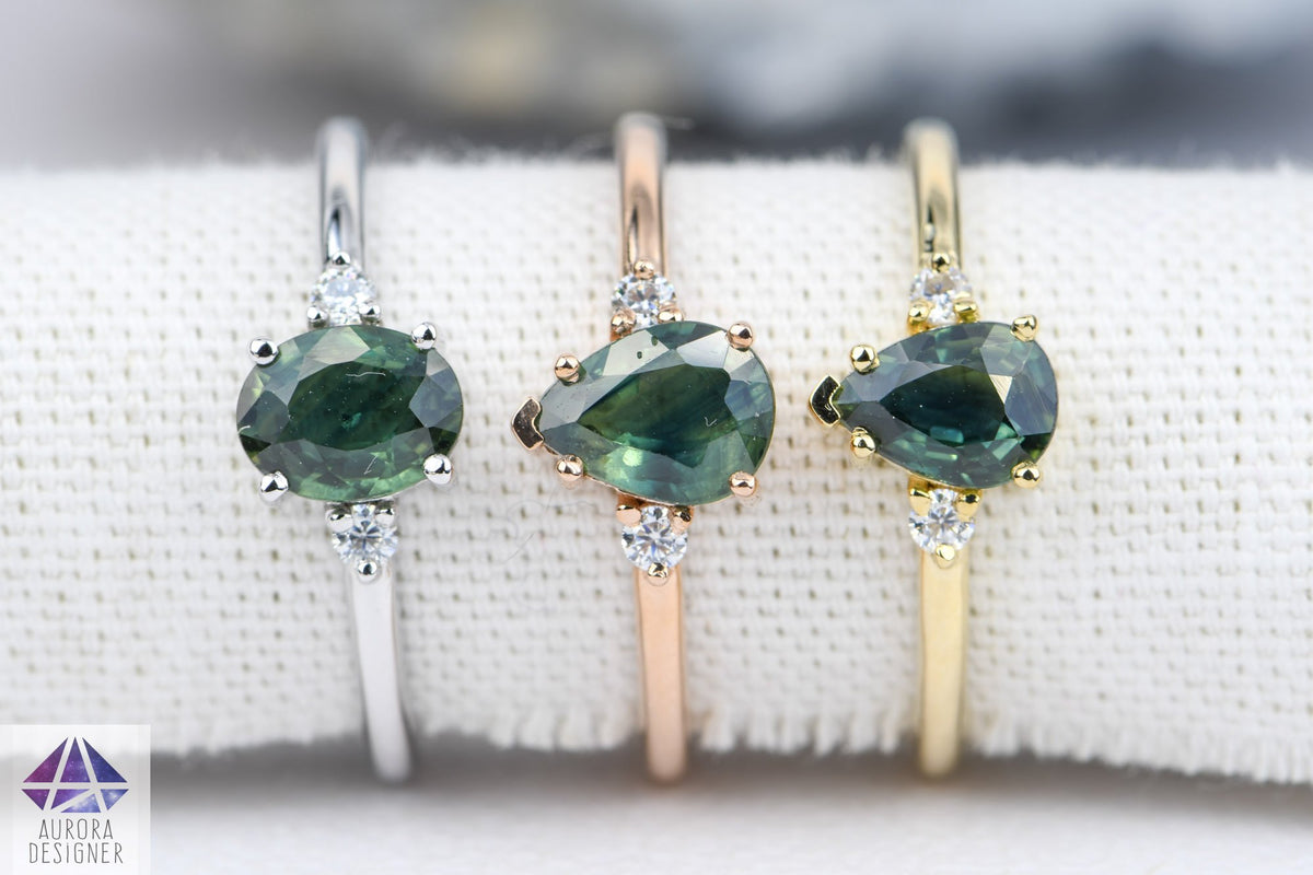 Ring Style - Three-Stone Ring Setting for Regular Cut or Rose Cut Center Stone, AD1801C