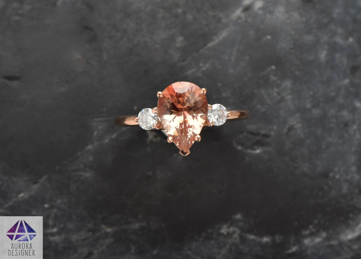 Ring Style - Three-Stone Ring Setting for Regular Cut or Rose Cut Center Stone, AD1801C