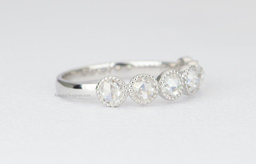 Rosecut Moissanite Ring 14k Gold Full Half Eternity Wedding Band Diamond Alternative AD1599