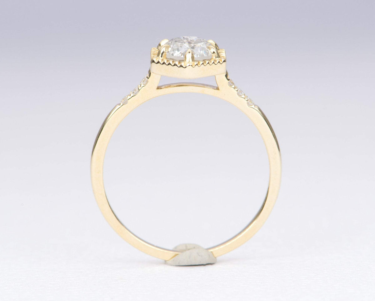 Round Brilliant Cut Salt and Pepper Diamond 14K Yellow Gold Engagement Ring Trio Sides AD1462-33