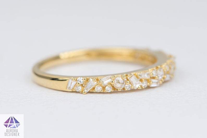 Modern White & Champagne Pavé Diamond 18 Karat Rose Gold Band Ring – Bardys  Estate Jewelry
