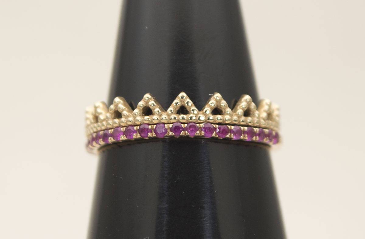 Solid 14K Gold Crown Wedding Band Stacking Ring Stackable Lace Full Eternity AD1143
