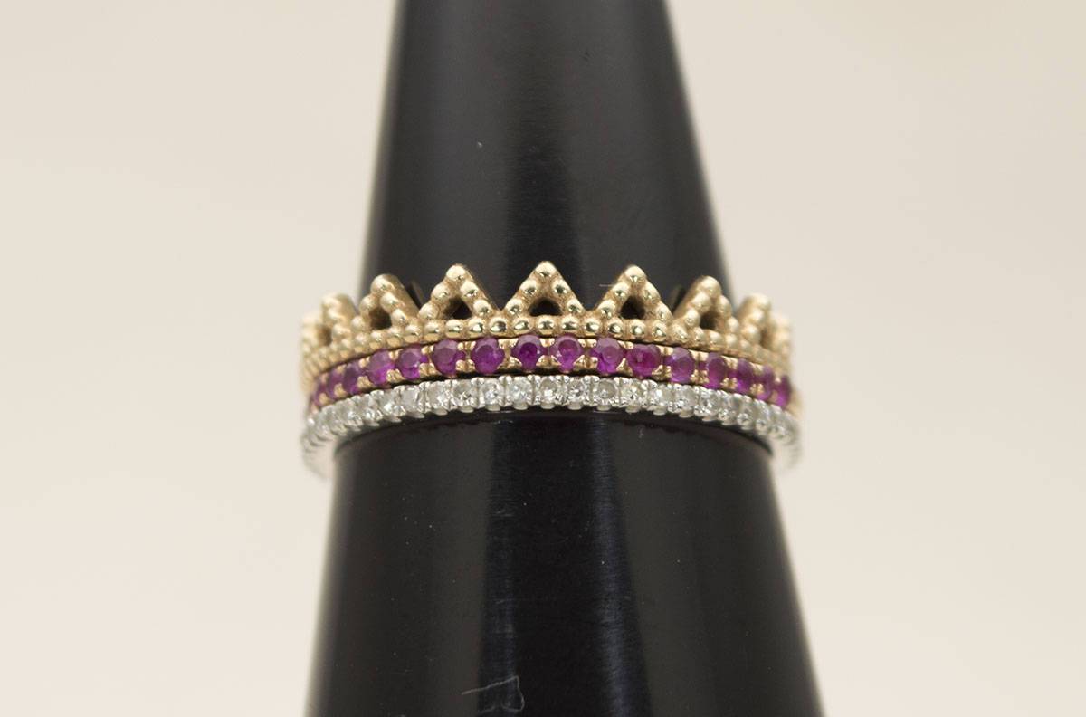 Solid 14K Gold Crown Wedding Band Stacking Ring Stackable Lace Full Eternity AD1143