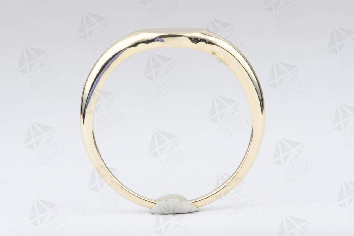 Solid 14K Gold Signet Ring Unique Wedding Band Customizable Birthstone Engraving Available AD2044