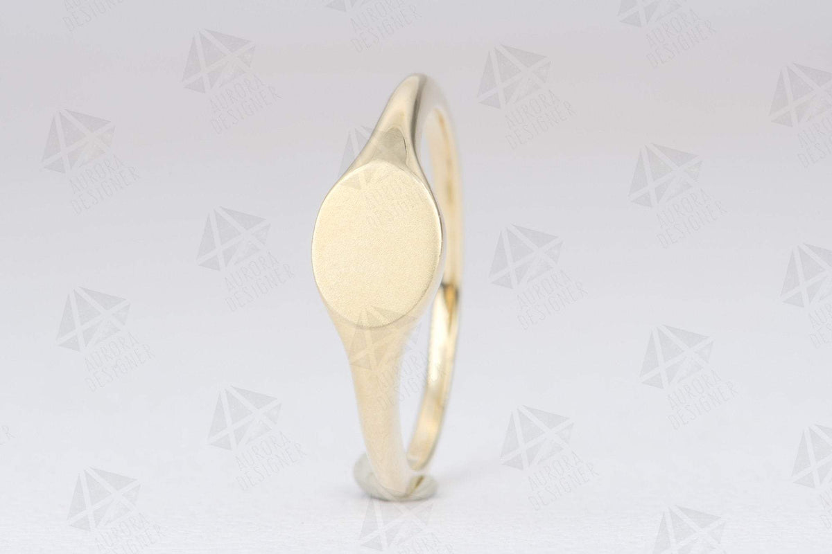 Solid 14K Gold Signet Ring Unique Wedding Band Customizable Birthstone Engraving Available AD2044