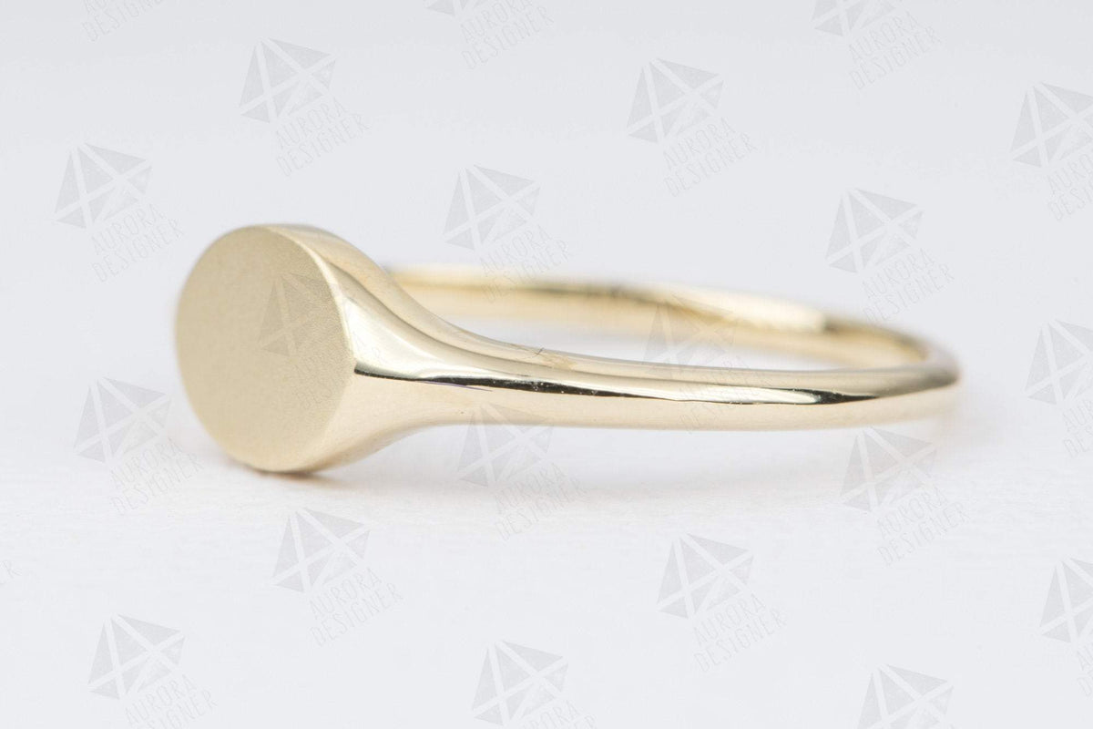 Solid 14K Gold Signet Ring Unique Wedding Band Customizable Birthstone Engraving Available AD2044