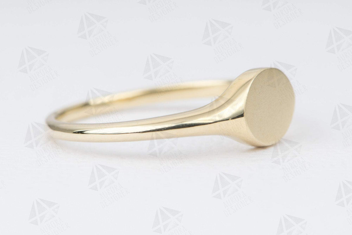 Solid 14K Gold Signet Ring Unique Wedding Band Customizable Birthstone Engraving Available AD2044