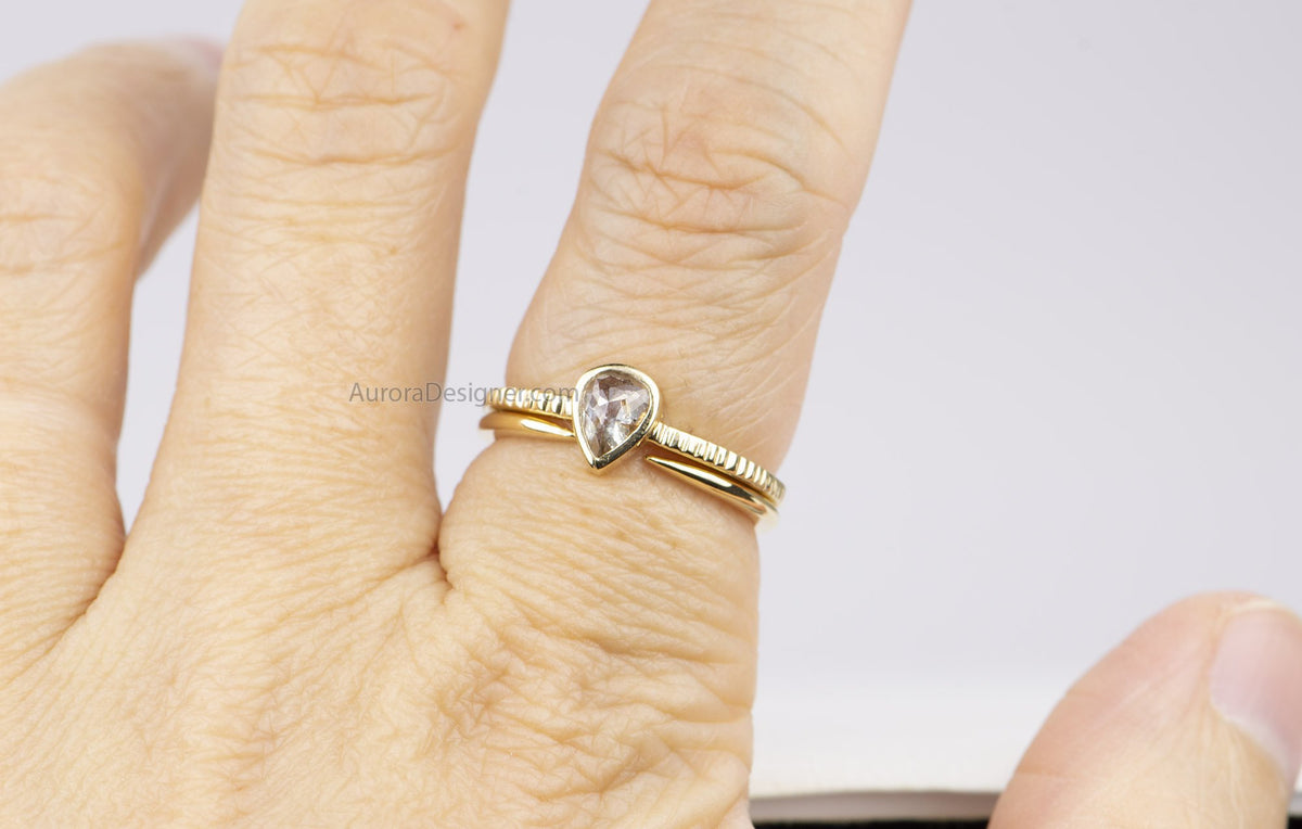 Solid Gold Open End Claw Wedding Band 14K 18K Ring Stacking Rings Stackable AD1126G