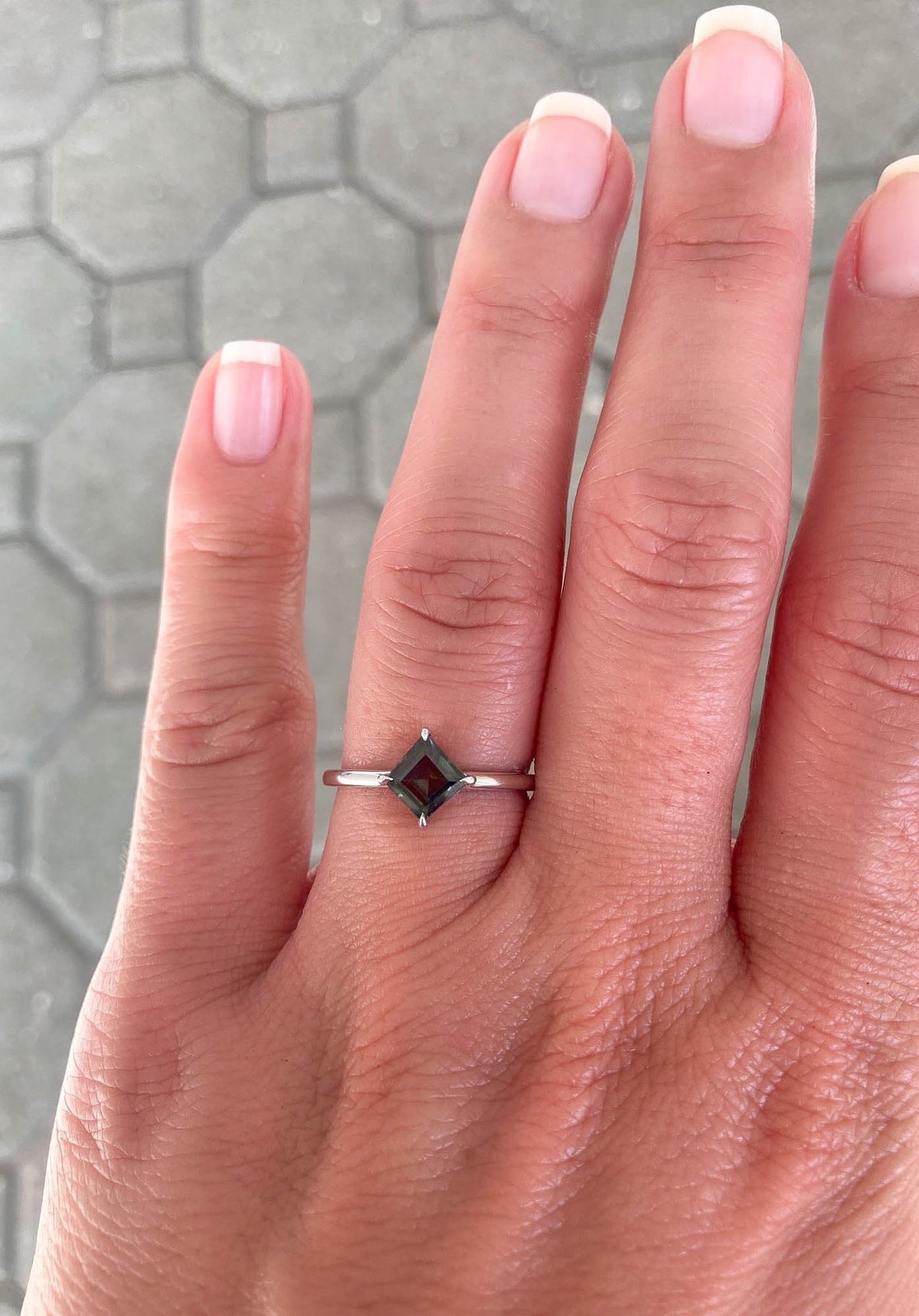 Solitaire Geometric Sapphire Engagement Ring 14K White Gold Claw Prong Setting Classic AD1686-53