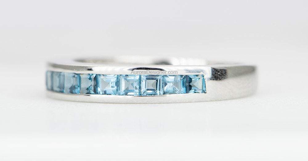 14K White Gold Blue Topaz Eternity Ring– Massoyan Jewelers