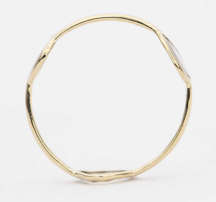 Three Diamond Slice Bezel Set 14K Gold Wedding Band Ring Eternity Thin Dainty Petite Modern AD1341
