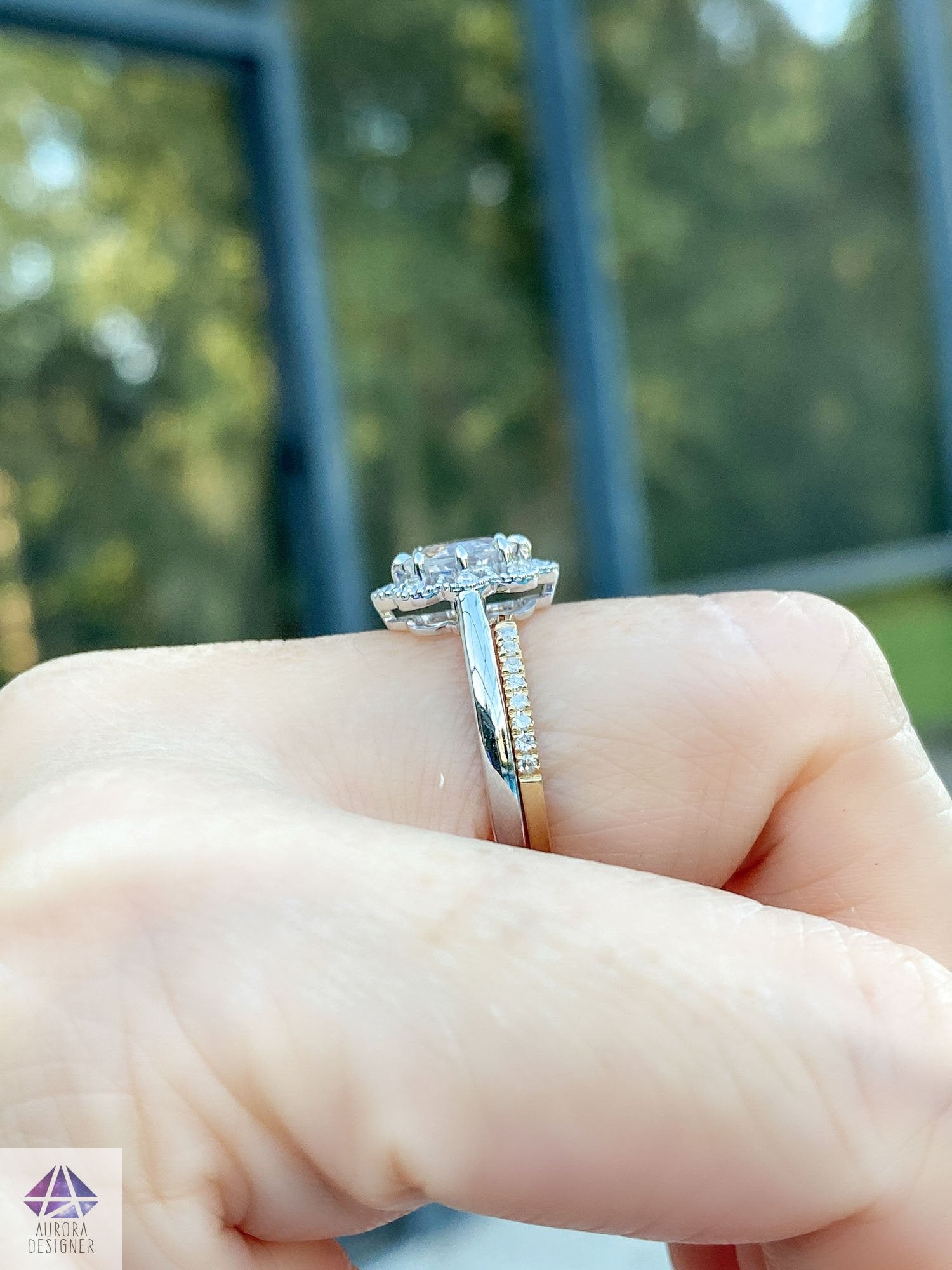 Thin wedding band with big diamond Clearance