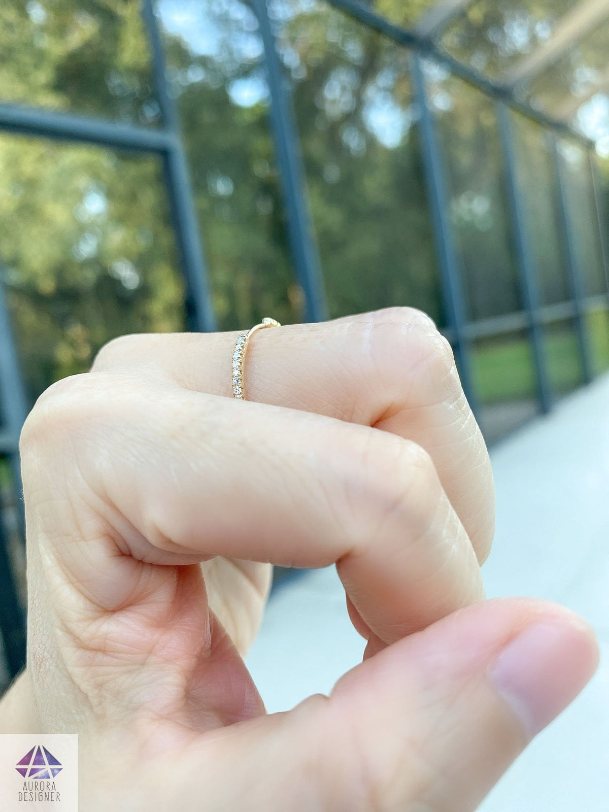 Unique Diamond Wedding Band 14K 18K Gold Thin Dainty Spacer Bar for Stacking Stackable Rings AD2080