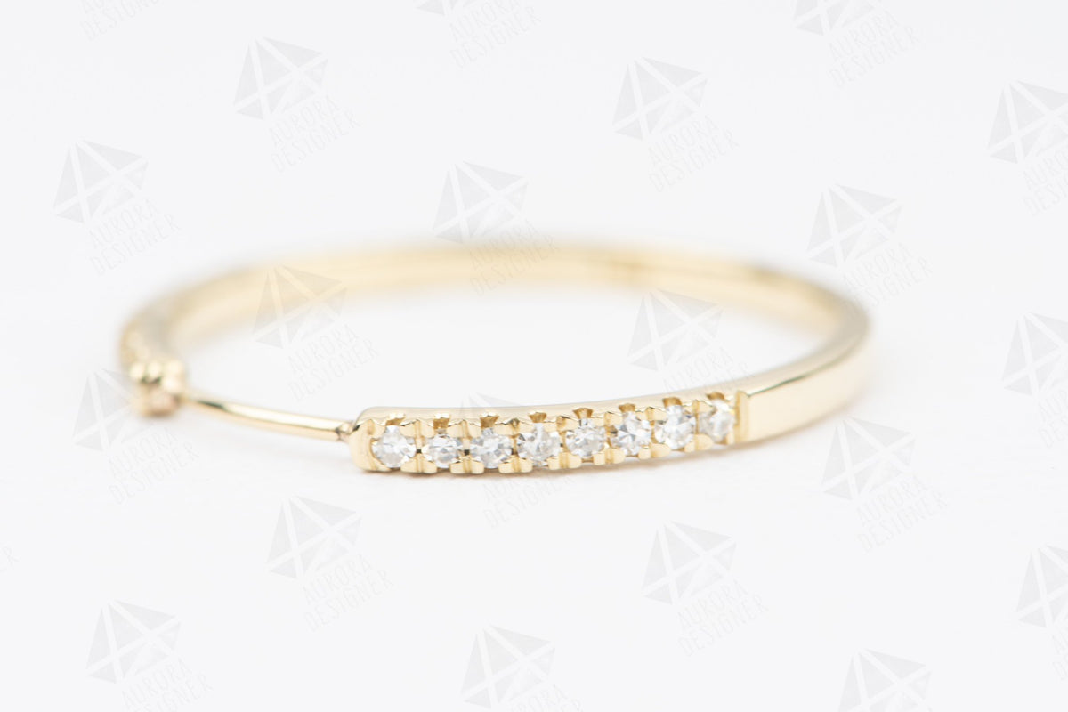 Unique Diamond Wedding Band 14K 18K Gold Thin Dainty Spacer Bar for Stacking Stackable Rings AD2080