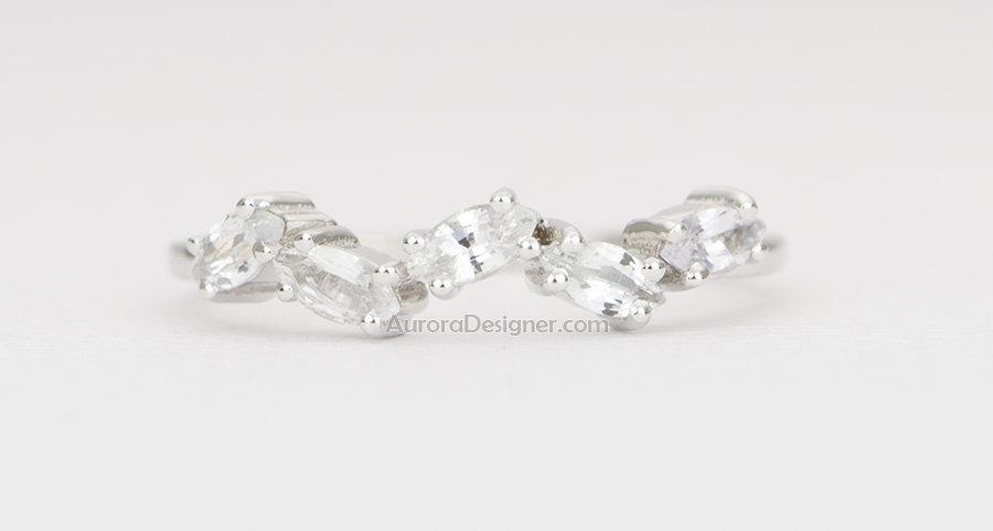 Zig Zag Marquise White Sapphire Cluster Ring in 14K Gold AD1439